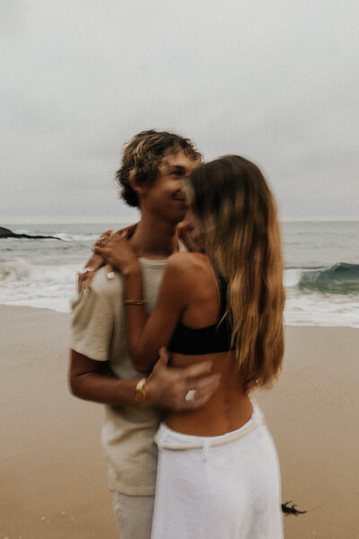 Couple embracing on California  beach