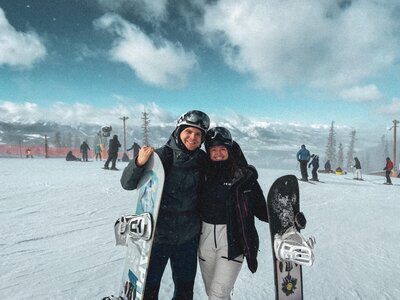 krista and david snowboarding in Keystone CO