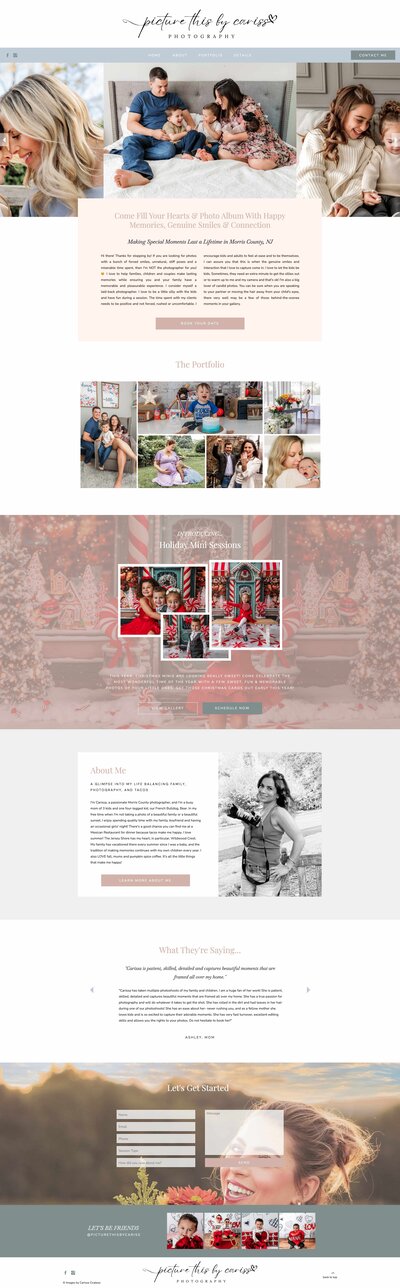 Custom Showit web design for Picture This by Cariss, a woman-owned photography business.