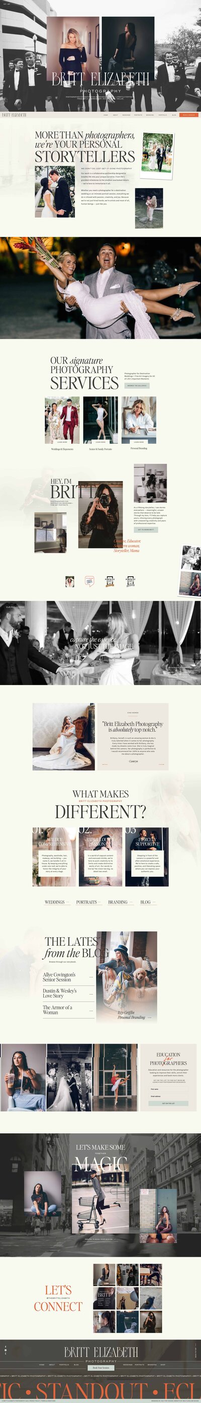 A photography website mockup perfectly shows off our branding for photographers and highlights the work of Britt Elizabeth Photography.