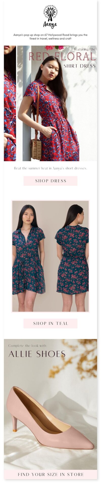 Digital Graphic Designer in Hong Kong Kyra Janelle's Email Marketing Design for E-commerce Brand Aanya Featuring Women’s Summer Dresses.