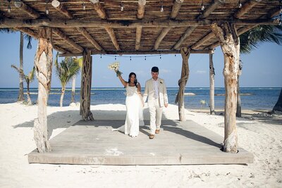 Photo of couple celebrating their destination wedding with personal vacation planner for destination weddings
