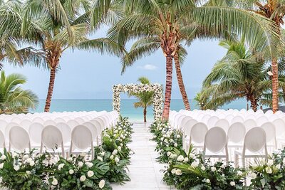 Tulum, Mexico wedding with palm trees