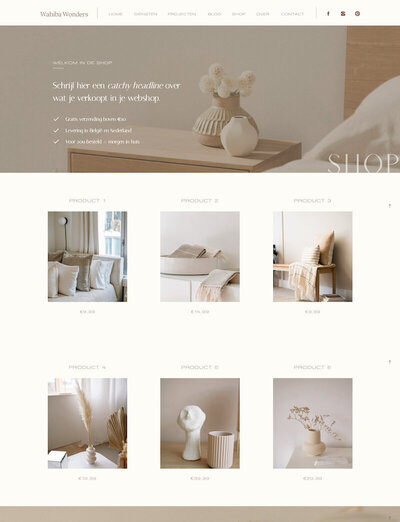 Wahiba Wonders Showit webshop template 2