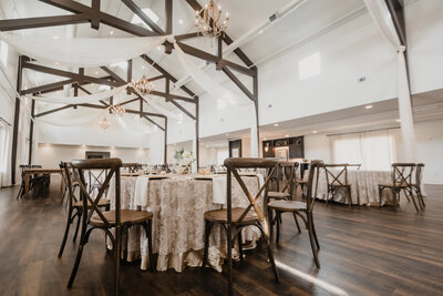 The Gathering room inside the HighPointe Estate wedding venue in Liberty Hill, Texas.