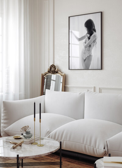 Bridal boudoir photos in framed wall art