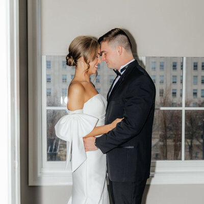Ohio wedding photographer capturing elegant indoor portraits for modern couples who want timeless, refined, and emotional wedding images.