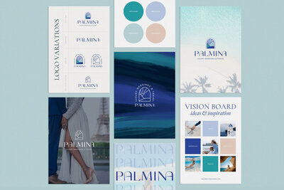 logo design mockups for Palmina brand kit