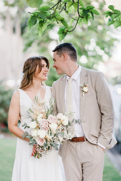 Cricket player Sam Heazlett and his bride Emily at Factory 51 — relaxed and natural Brisbane wedding photography with a personal touch.