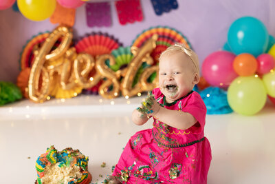 fiesta theme with baby smashing cake