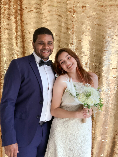 Full color of a bride and groom photobooth