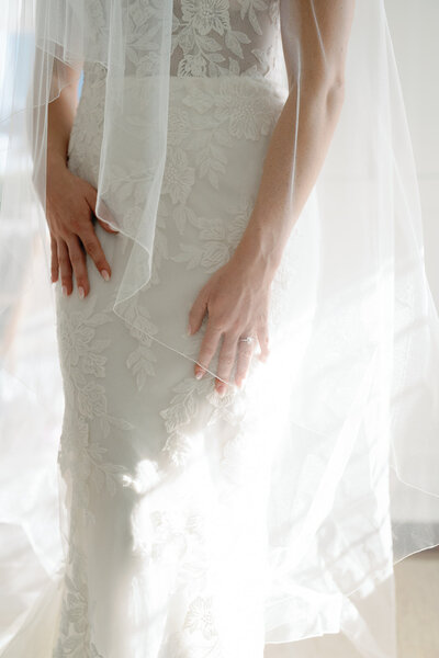 Bride's dress details at Cape May New Jersey wedding