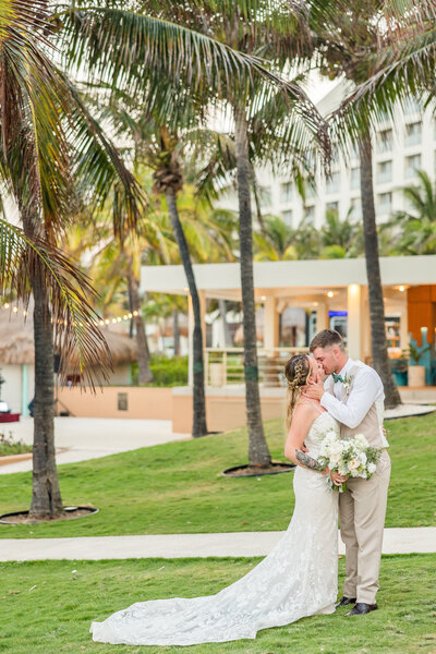 bride and groom wedding portraits cancun resort wedding 