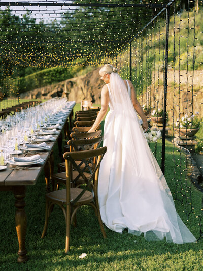 Bride overlooking her setting table decoration