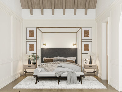 Master bedroom with wooden ceiling appearance