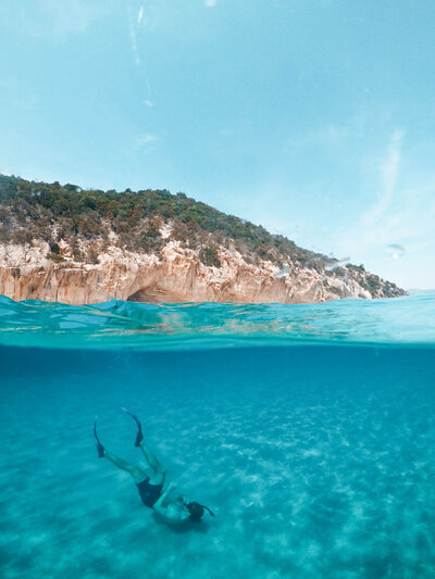 Underwater and coastal view in the Caribbean