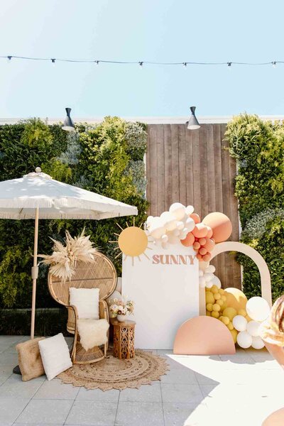 Decorations for a baby  shower being held at Hart and Main