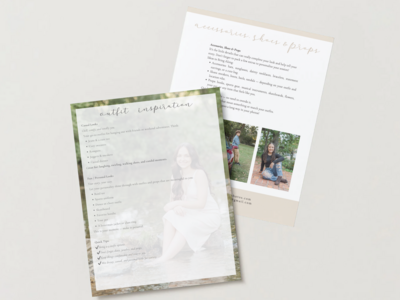 Branded newborn photography guide templates for photographers, displayed with modern, minimal design and clean layout.