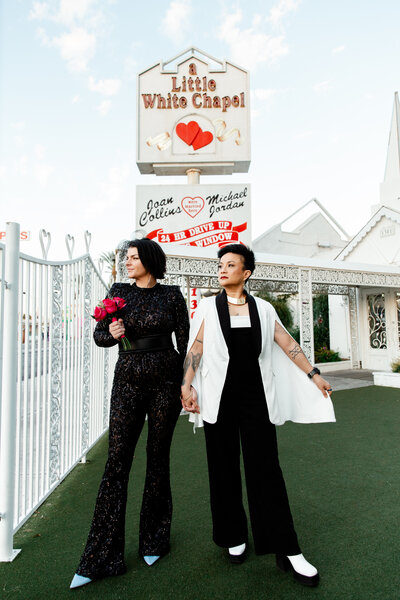 This couple had a custom marquee sign at the Neon Museum for their Las Vegas Elopement