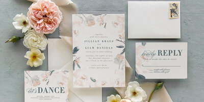 Jillian | Soft Pink Floral Wedding Invitations