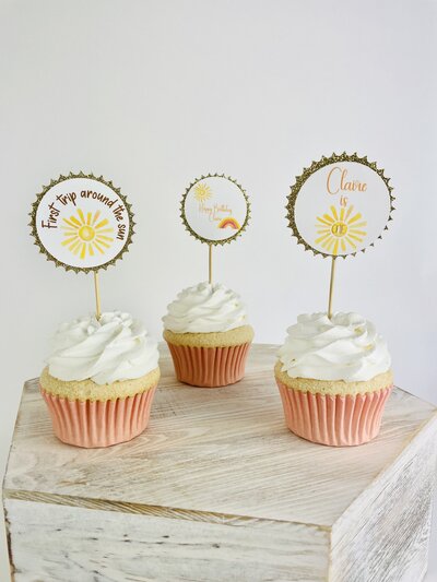 First trip around the sun cupcake toppers birthday party