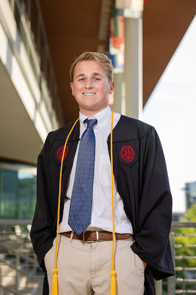 A guy taking his senior portrait in  Columbia, South Carolina
