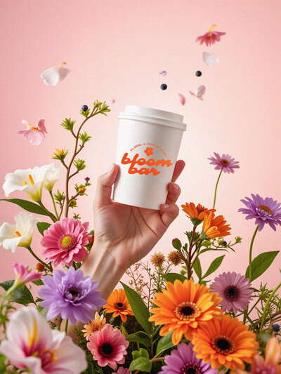 Full brand identity for a botanical-inspired café, including custom typography, logo design, and curated packaging for a memorable customer experience.