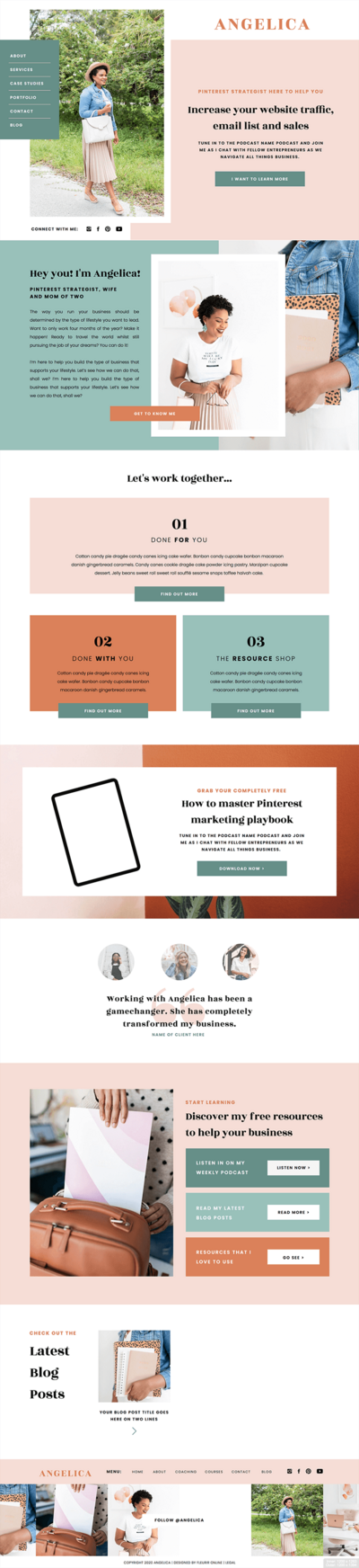 Angelica Showit website template for coaches, creatives and photographers