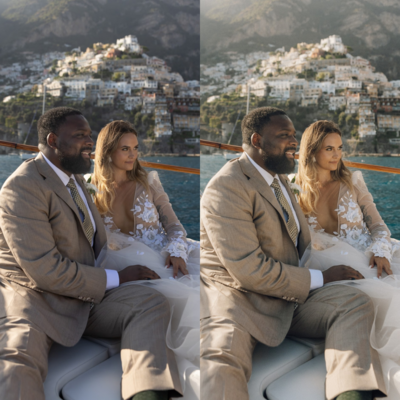 couple laughing together
