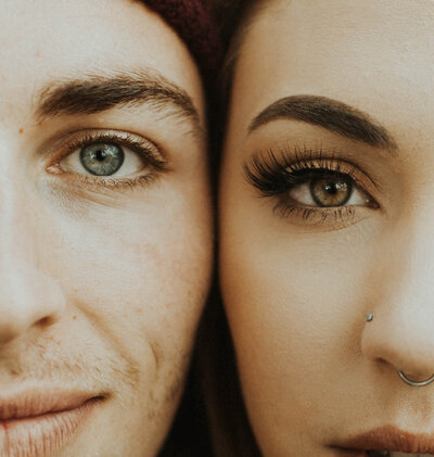 close up of couple's faces