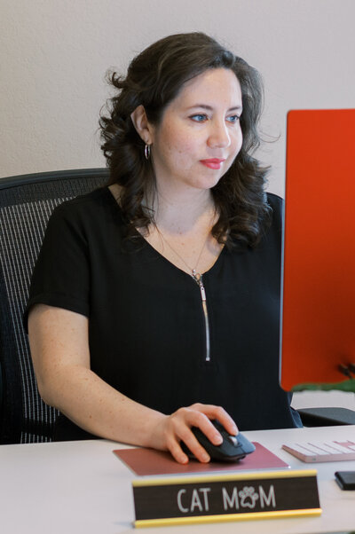 Erika Swafford at computer