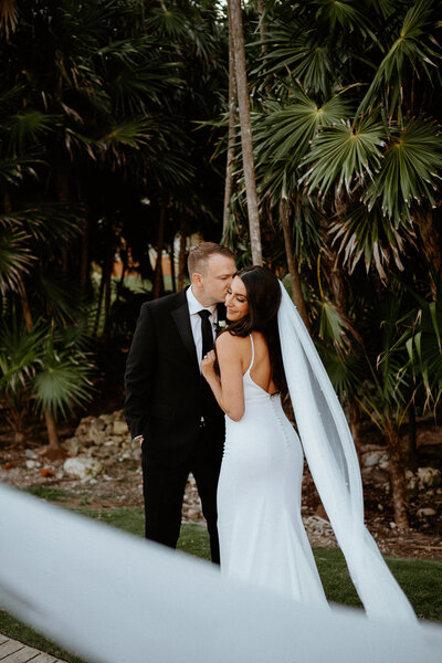 Bride and groom summer wedding