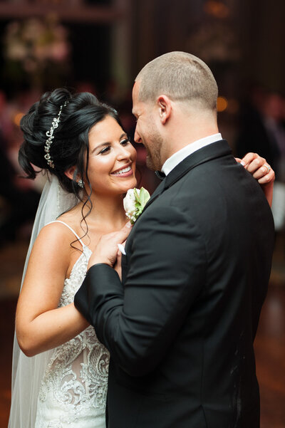 Bride and Groom having a moment on the grounds at their Valenzano Winery Wedding in Shamong NJ
