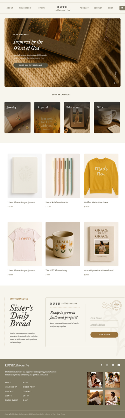 kimberly showit website template for coaches and course creators, about page mocked up on an ipad