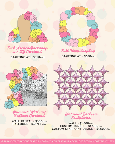 Sarahs Celebrations Balloon Pricing Menu