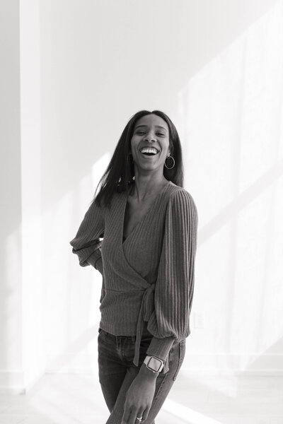 Black and white photo of Chantia Sturman