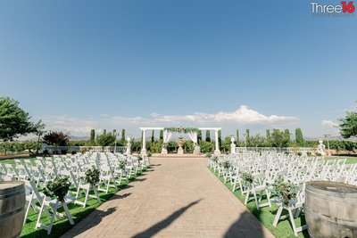 Outdoor wedding ceremony setup at the Mount Palomar Winery in Temecula