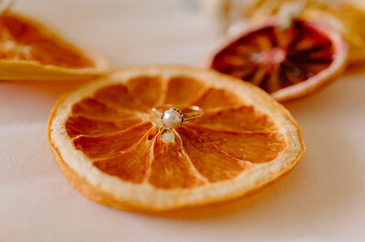 dried orange with wedding ring detail