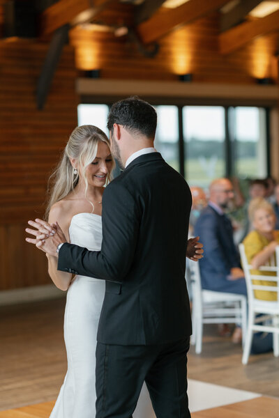 Bride and groom dancing at reception taken by jacksonville wedding photographer