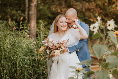 Bride and Groom in garden at North Georgia Wedding Venue