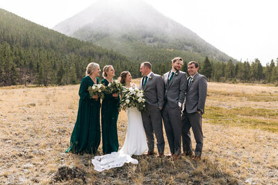 small wedding party portraits on intimate wedding day