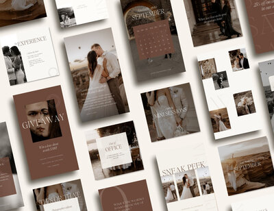 Editorial Instagram templates for wedding photographers