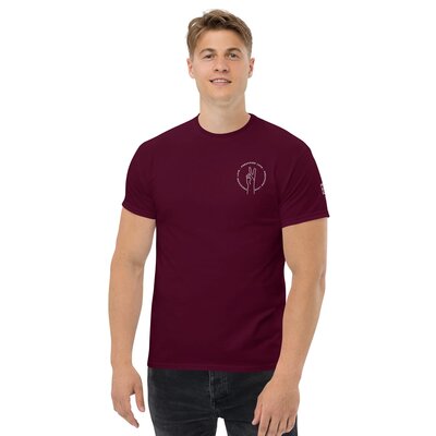 unisex-classic-tee-maroon-front-67b748230cb28