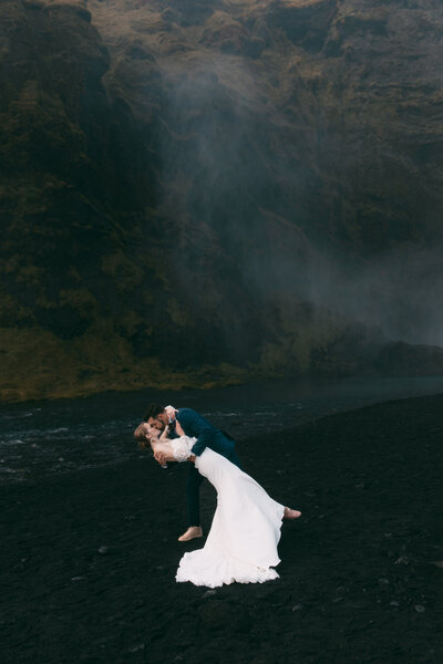 Iceland Elopement at Skogafoss Waterfall