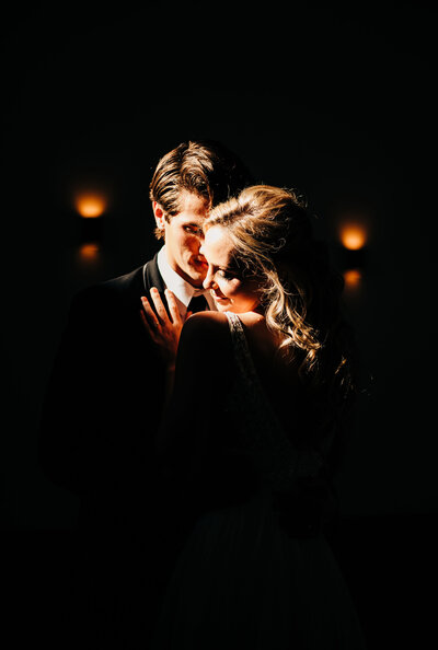 couple cutting their wedding cake