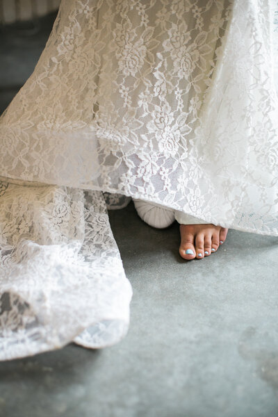 Wedding dress details on bride at Wrigthsville Manor