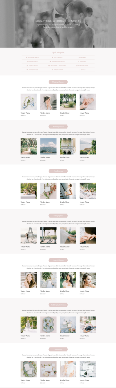 The Showit photography wedding vendor guide template for photographers and creatives.