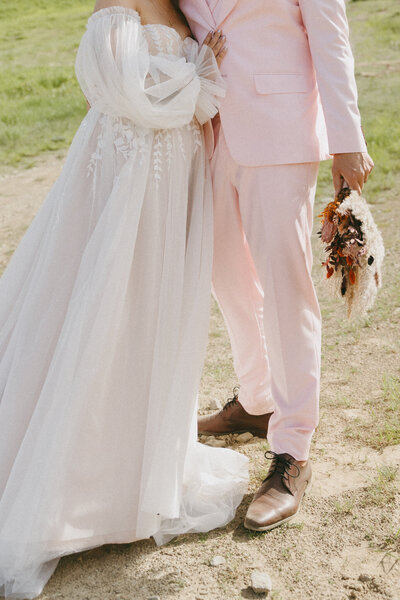 detail portrait of bride and groom at their wedding