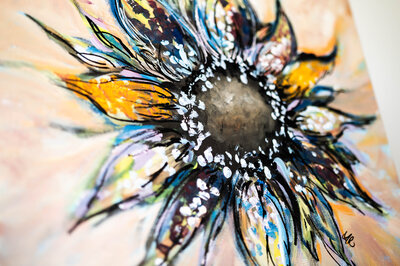 Sunflower Makeover- Original Artwork by Arastasia Vibrant Acrylic Art Inspirational Artwork Colorful Home Decor Paintings Cloud Artwork