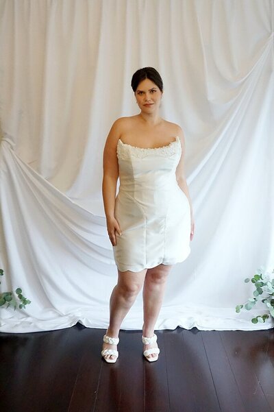 Jamie short fun wedding dress in mikado
